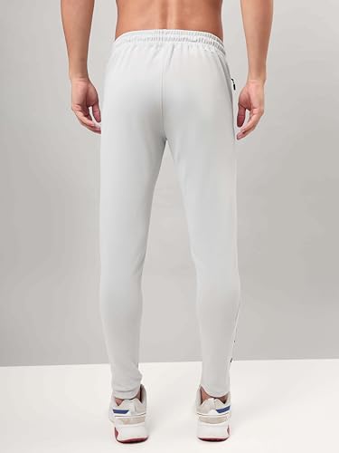 Image of TECHNOSPORT Men's Slim Fit Track Pants with Zip Pockets, ELASTO Plus Quick Dry Stretchable Lightweight Lower for Gym Running Yoga and Sports