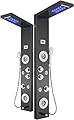 ELLO&ALLO Stainless Steel Shower Panel Tower LED Head Shower Faucet Rain Massage System with Body Jets, Black