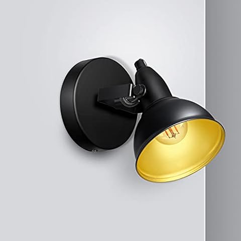 Retro LED Wall Spotlight Indoor Rotatable 1 Way Ceiling Light Black E14 240V for Kitchen Bedroom Living Room (Bulb Not Included) Cover