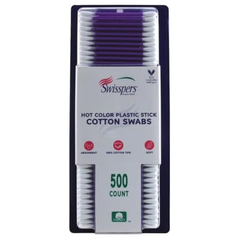 Swisspers Cotton Swabs 500 Count (Hot Color) (6 Pack) Cover