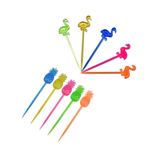 Alipis Fruit Picks Supplies 100pcs Flamingo 50pcs Pineapple Party Fruit Decorations Skewers for Kabobs