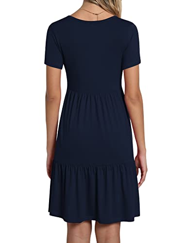 Image of TAOHUADAO 2026 Summer Dresses for Women Short Sleeve Ruffle Casual Sundress with Pockets