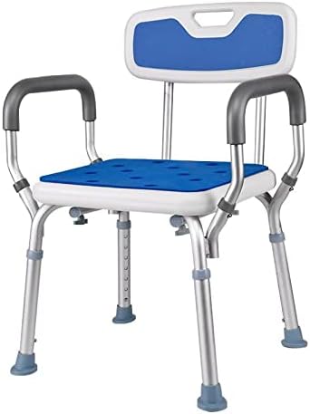 （23:00時点） シャワーチェア 6段階高さ調節可能 軽量 丈夫 お風呂椅子 背もたれ付き 取り外し可能 手すり シャワークリップと滑り止めマット付き アルミ合金フレーム 介護ダイニングチェア 転倒防止 ベンチ 立ち上がり補助 入浴用品 日本語説明書付き (肘掛け付き)