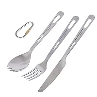 Boundless Voyage Outdoor Ultraleicht Titan Spork Knife Fork Camping Geschirr Besteck Set 3 tlg – Ansicht 3