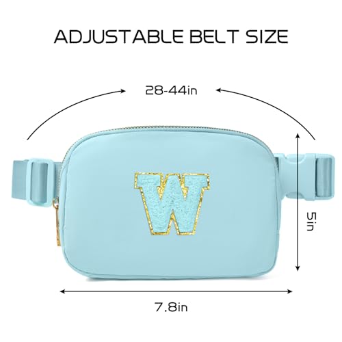 Image of Gitus Gifts for 8 9 10 11 12 Year Old Girls Belt Bag Fanny Pack Crossbody Bags with Initial Letter Patch Cute Stuff Birthday Gifts for Teen Girls Women Personalized Trend Stuff (Icing Blue-W)