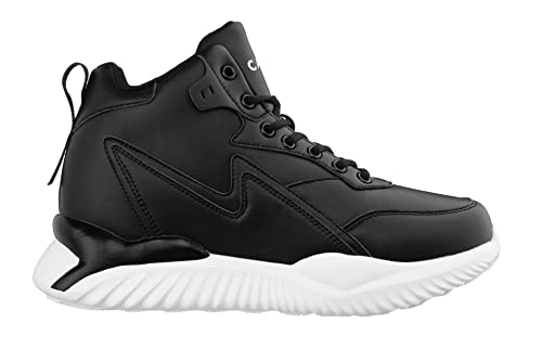 Image of CALTO Men's Invisible Height Increasing Elevator Trainer Shoes - Black Lace-up Lightweight Fashion High-Top Sneakers - 4 Inches Taller - S3060 - Size 8 D(M) US
