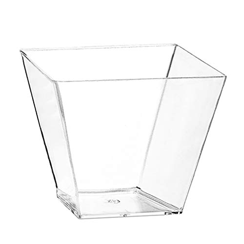 Tosnail 80 Pack 3.5 Oz Square Clear Plastic Mini Dessert Tumbler Cups With 100 Pieces Dessert Spoons #TOP1