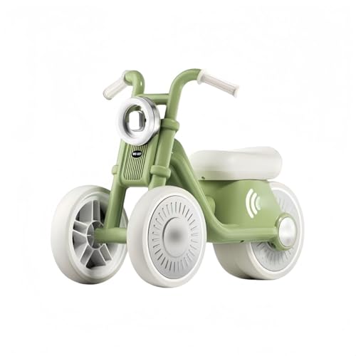 Mudfuio 三輪車 子供用 ミニ 軽量 1歳-3歳 パダルなし自転車 子供 ベビーカー 組み立て簡単 持ち運び便利 子供用三輪車 キッズバイク 乗り物 誕生日 プレゼント 出産祝い (サイレントホイール+ライトミュージック,グリーン)