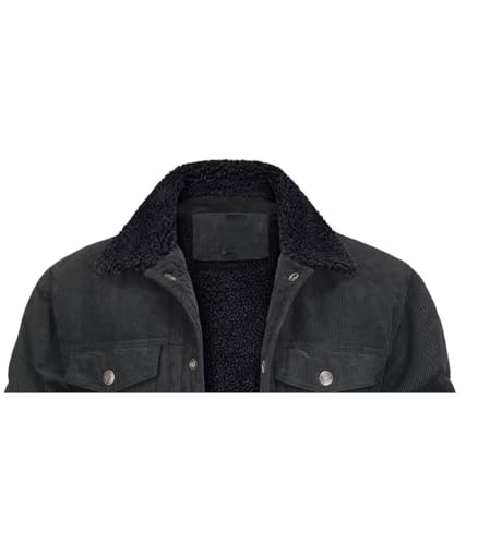 FTIMILD Mens Corduroy Jacket Sherpa Lined Trucker Jacket Lapel Snap Winter Warm Jacket4