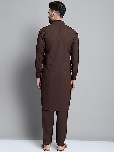 Image of Jompers Men's Cotton Solid Pathani Kurta With Pant