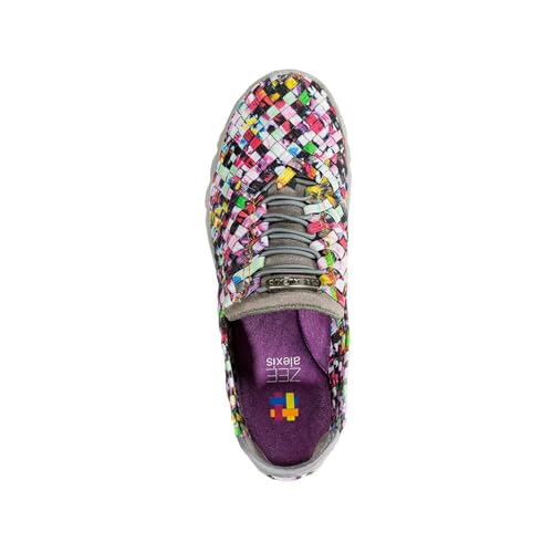 Image of Zee Alexis Women's Danielle Breathable Lightweight Flexible Casual Comfortable Slip-On No-Tie Elastic Laces Woven Sneakers