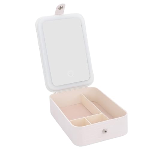 NOENNULL Estojo de maquilhagem com espelho iluminado, espelho regulável, bolsa organizadora de cosméticos, caixa de maquilhagem portátil, organizador, estojo de toucador para mulher,