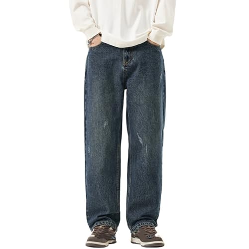Jeans Pants Trousers Denim Spring and Autumn Men's High Street Retro Loose Haren Wide Leg Floor