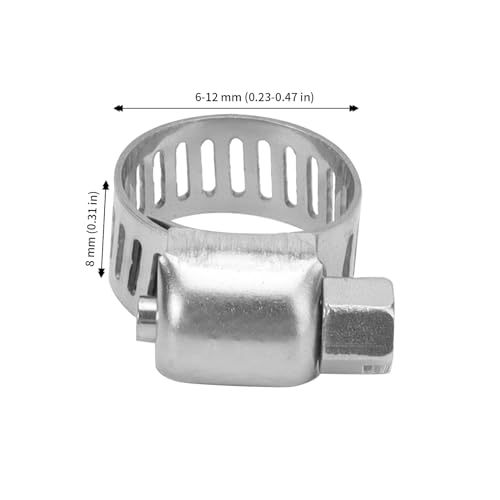 JAPCHET 40Pcs 304 Stainless Steel Jubilee Clips, 6-12mm Adjustable Pipe Clamps with Worm Drive, Securing hose connections - Image 2