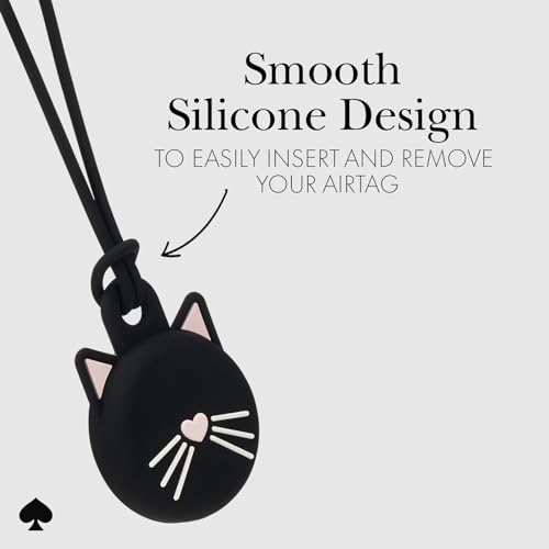 Image of kate spade new york AirTag Holder with Flexible Lanyard - Black Cat