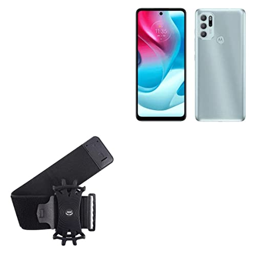 BoxWave Holster Compatible with Motorola G62 (India) - ActiveStretch Sport Armband, Adjustable Armband for Workout and Running - Jet Black