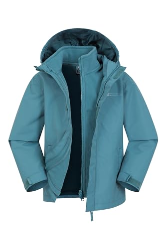 Mountain Warehouse Fell Regenjacke Kinder - 3-in-1 Jacke, atmungsaktive, wasserabweisende Wander-Regenjacke, Multifunktions- und Outdoor-Jacke für Jungen und Mädchen Dunkelblaugrün 11-12 Jahre