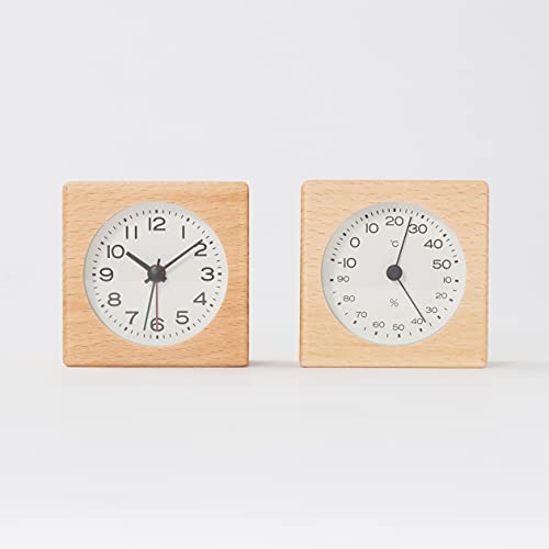 Muji 15832682 Beech Clock With Alarm Function, Natral, Small #TOP4
