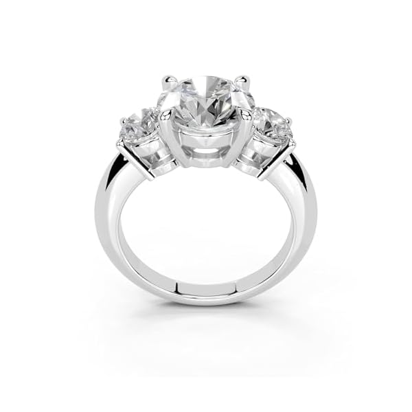 1-5 Carat 14K 18K Gold Platinum Round Cut 4 Prong Three Stone Lab Grown Diamond Ring, Engagement, Anniversary, Wedding, IGI Certified, Promise Rings for Women (1-5 Ct, F-G Color, VS1-VS2 Clarity) - Image 3