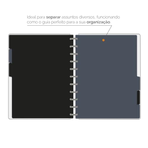 Divisórias Iscool P/Caderno De Disco G Spot Colors Preto e Grafite