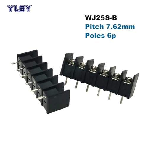Conector de cable para PCB tipo bornier de barrera con 6 pines rectos, 50 uds 6