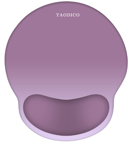 TAODICO 人間工学 マウスパッド リストレスト付き 肌に優しいファブリック ぷにぷに感シリコン入り 手首 サポート クッション ストレス軽減 滑り止めPUベース (丸-パープル)