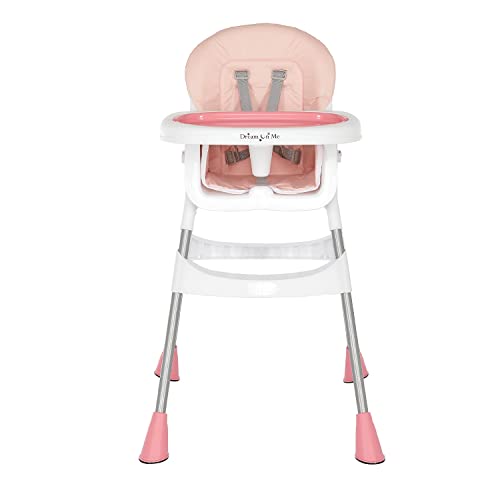 Image of Dream On Me Portable 2-in-1 Tabletalk High Chair, Convertible Compact High Chair, Light Weight Portable Highchair, Pink