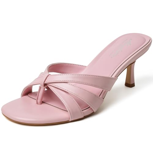 Image of Mostrin Kitten Heels for Women Pointed Toe Vintage Mules Heels Sexy Slip on Stiletto Backless Sandals for Party Wedding Daily