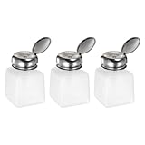 sourcing map 3 Stück Lösungsmittel-Alkohol-Spender 100 ml (3,4 oz) Druckflüssigkeits-Spenderpumpe mit abdichtendem Edelstahldeckel für Aceton-Reiniger Nagellackentferner, Weiß