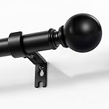 Joydeco Black Curtain Rods for Windows 32 to 120 inches, 1 inch Diameter Heavy Duty Adjustable Curtain Rods for Bedroom, Sliding Glass Doors, Outdoor, Patio