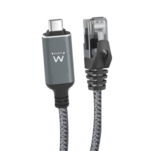 Ewent Cavo Da Ethernet A USB-C, Adattatore Usb C A Ethernet Gigabit Rj45,Collegamento Rapido E Diretto,Compatibile Con Thunderbolt 4/5,Per Macbook,Laptop E Dispositivi USB4, Cavo Intrecciato,2 Metri