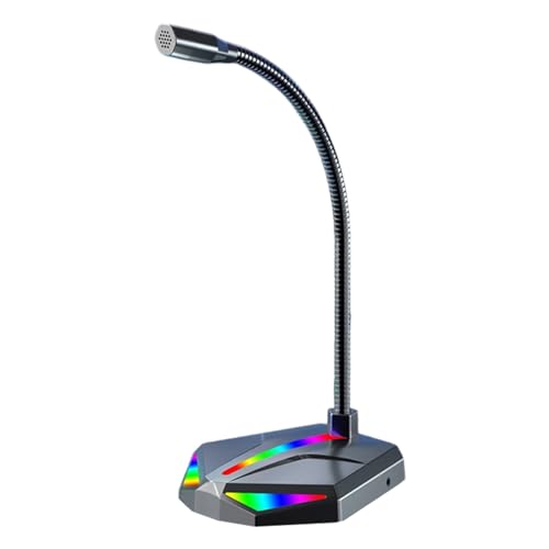Microphone pour PC avec éclairage RVB et pied réglable pour bureau