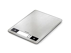 Soehnle Page Profi 200, digitale Küchenwaage silber aus Edelstahl, Gewicht bis zu 15 kg (1-g-genau), Haushaltswaage mit patentierter Sensor-Touch-Funktion, elektronische Waage inkl. Batterien