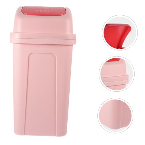 Caneca de basura plástica con tapa basculante rosa miniatura 6