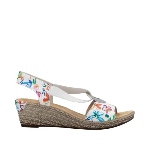 Image of Rieker 624H6 Fanni Women's Wedge Sandals - Lightweight, Comfortable and Supportive - Slip On Sandals with Cushioned Insole and High Wedge for Everyday Stylish Wear