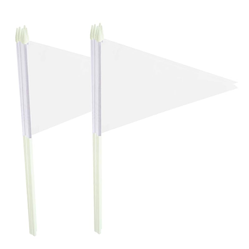 Lebei 12Pack Small White Pennant Stick Flag Mini Triangle Blank DIY Graffiti Hand Held 5x8 Inch Flags with Solid Pole