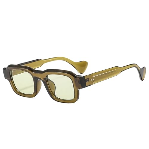 Lunettes de soleil rétro à rivets homme UV400 vert gelé pour un style vintage affirmé