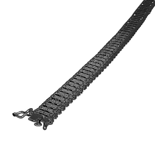 VVS1/D 8.25 Ctw. Solitaire Hand Set Round Cut Onyx Zirconia Diamond 14K Black Gold Finish Electro Micron High Polish 14mm/4 Row Tennis Link Chain Bracelet 35+ Grams2