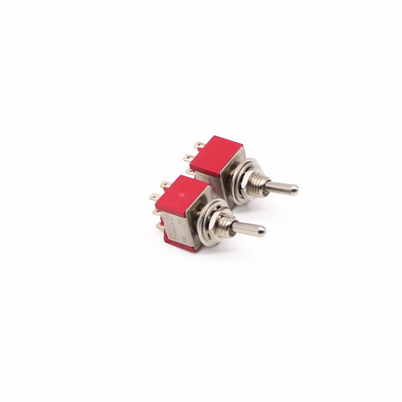 5Pcs Toggle Switch 6MM Red 6Pin 3File MTS-203 Rocker Switch 2A 250V 5A120V ON-Off-ON