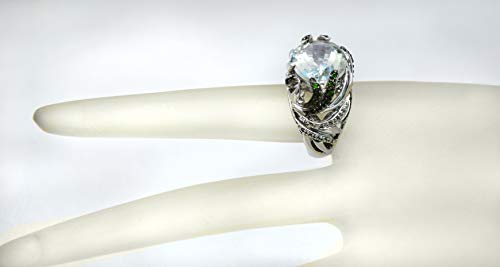 Image of Sterling Silver 925 Statement Ring Genuine GEMS 10.5 Cts, Oval 18x13 mm, Rhodium-Plated Finish