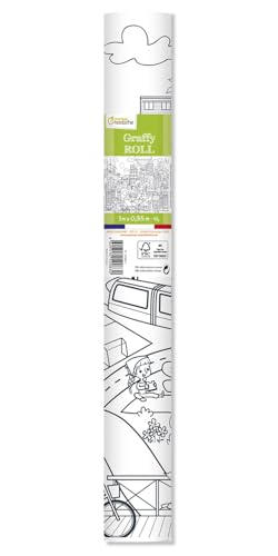MY MANDARINE GY083C - Malrolle / Zeichnungsrolle Graffy Roll, 5m Plakatpapier 90g, 50 cm großes Designx10, ab 4 Jahren, ideal für Gruppenaktivität, Ökologische Stadt, 1 Stück
