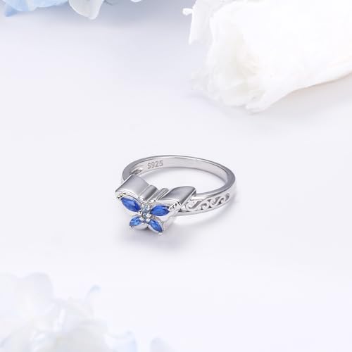 Bague cendres argent 925 et zircone souvenir papillon - 3
