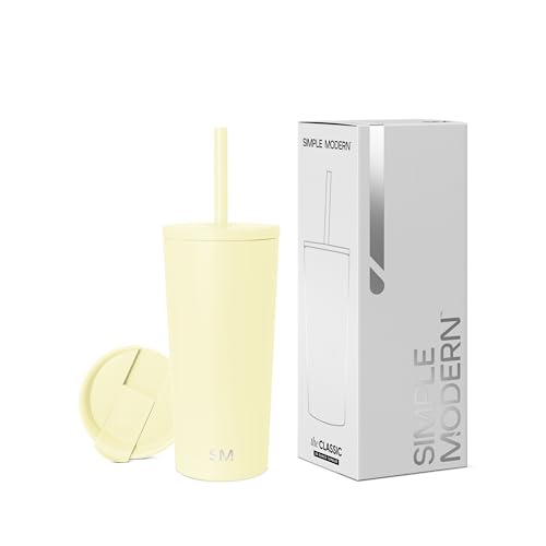 Image of Simple Modern Classic Tumbler with Straw Lid | Insulated Iced Coffee Cup Reusable Stainless Steel Water Bottle Travel Mug | Gifts for Women Men Her Him | 20oz | Buttercup