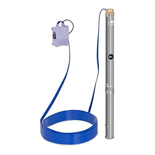 MSW Tiefbrunnenpumpe Fördermenge max.: 3.800 l/h, 550 W, Fördertiefe max.: 55 m, Ø 70 mm, inkl. Schaltkasten, Edelstahl, Tauchpumpe Brunnenpumpe