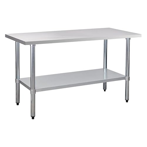 Image of COOLCHEF Stainless Steel Work Table 24 x 60 Inch, NSF Commercial Prep Table with Undershelf, Heavy Duty Food Prep Workstation