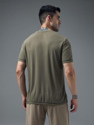 Image of TECHNOSPORT Men's Slim Fit Polyester Activewear Sports T-Shirt with Moisture-Wicking Comfort for Workout, Running & Gym