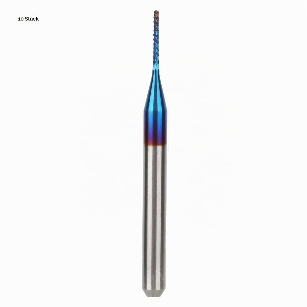 10 stücke Wolframfräser Blau Beschichtet Spiralfräser Fräsmaschine Cutter Bohrer CNC Fräser Set Werkzeug(0.8mm)