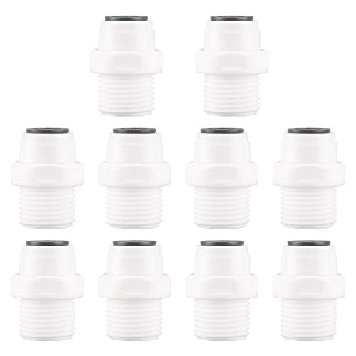 Sourcingmap – Tubo macho BSP de 1/2 pulgadas – 3/8 pulgadas tubo OD recto de conexión rápida, accesorios de tubo de conexión rápida para sistema de ósmosis inversa, 10 unidades