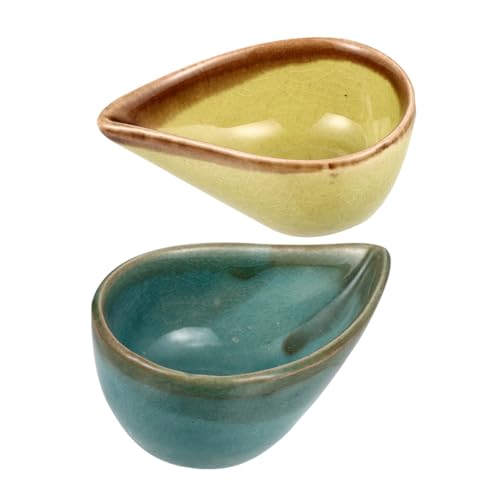 BESPORTBLE Cuencos para Mezclar Aceites Esenciales y Mascarillas Faciales, Cerámica Esmaltada en Verde y Azul, 2 Piezas, para Uso en SPA, Salón de Belleza y Terapias de Masaje