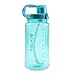 Lonni 2L Sports Water Bottles, Portable Wide Mouth Bottle Leakproof Plastic Space Cup Travel Mugs with Straw and Adjustable Strap for Kids Adult Summer Outdoor Sports (Blue)